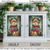 Papier Mousseline Yorkie Chien dans le pull de Noël DS2LR Decoupage