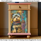 Papier Mousseline Yorkshire Terrier Dog Baroque Frame DY3L Decoupage