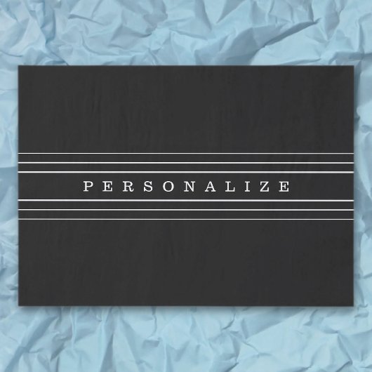 Papier Mousseline Your Custom Text & Modern Stripes | Black & White
