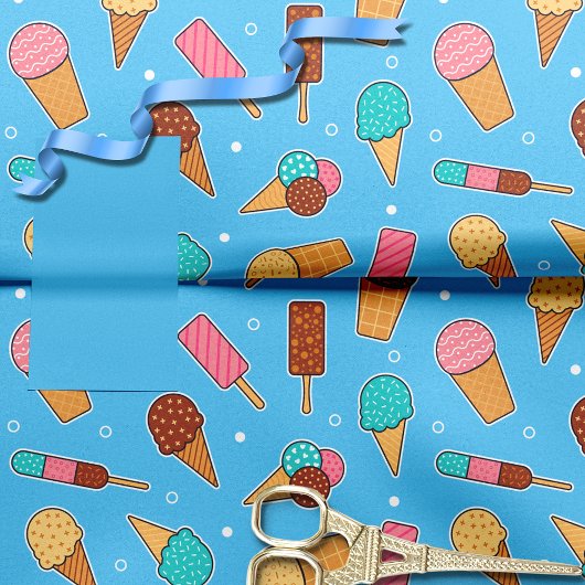 Papier Mousseline Yummy Ice Cream Motif | Bleu