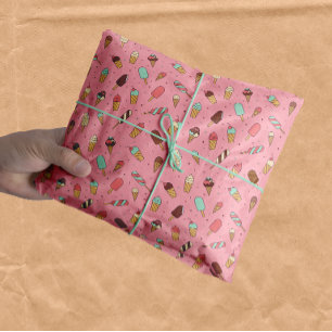 Papier Mousseline Yummy Ice Cream Motif Rose fraise