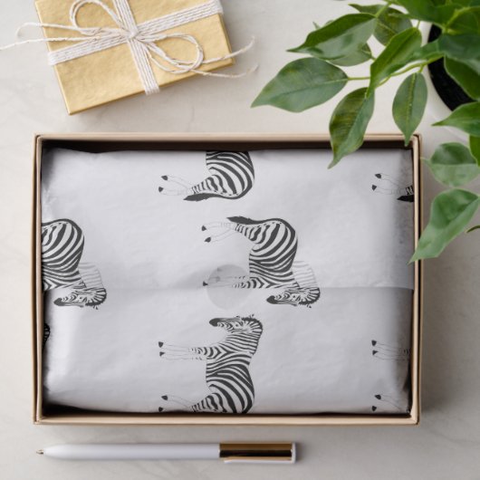 Papier Mousseline Zebra animal pattern on white (Cadeau)