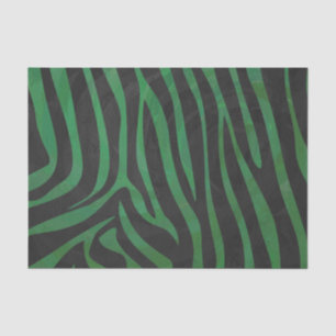 Papier Mousseline Zebra Black et Green Print