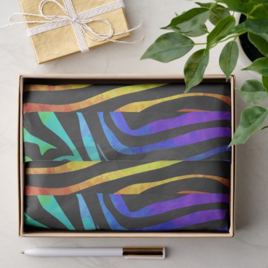 Papier Mousseline Zebra Black et Rainbow Print (Cadeau)