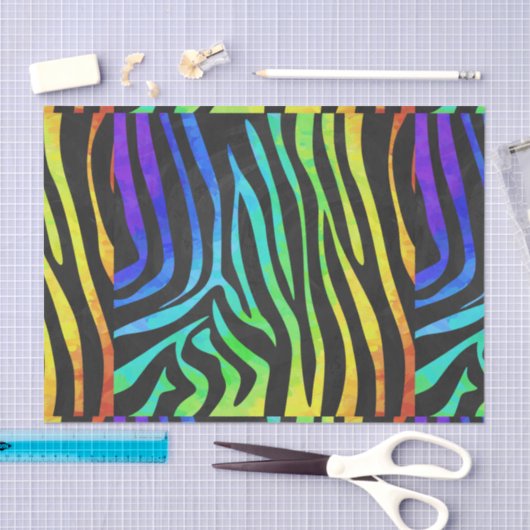 Papier Mousseline Zebra Black et Rainbow Print (Artisanat)