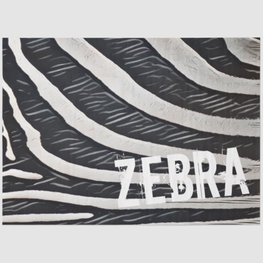 Papier Mousseline Zebra Fur noir et blanc Design pour Amoureux des a (Recto)