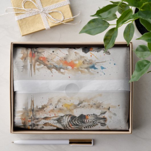 Papier Mousseline Zebra Jungle Gang en aquarelle - (Cadeau)