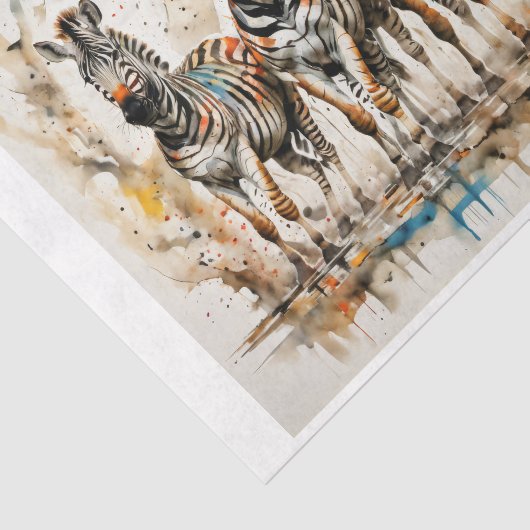 Papier Mousseline Zebra Jungle Gang en aquarelle - (Détail)