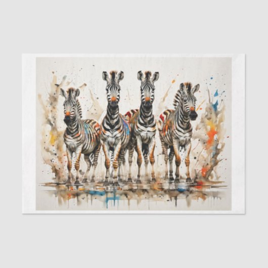 Papier Mousseline Zebra Jungle Gang en aquarelle - (Recto)