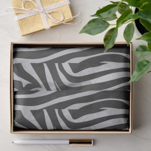 Papier Mousseline Zebra noir et gris clair (Cadeau)