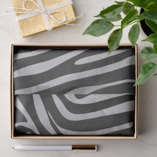 Papier Mousseline Zebra noir et gris clair (Cadeau)