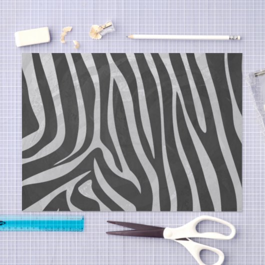 Papier Mousseline Zebra noir et gris clair (Artisanat)