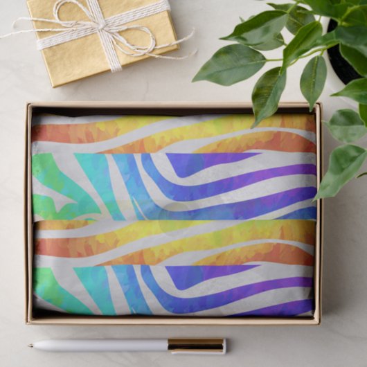 Papier Mousseline Zebra Rainbow et White Print (Cadeau)