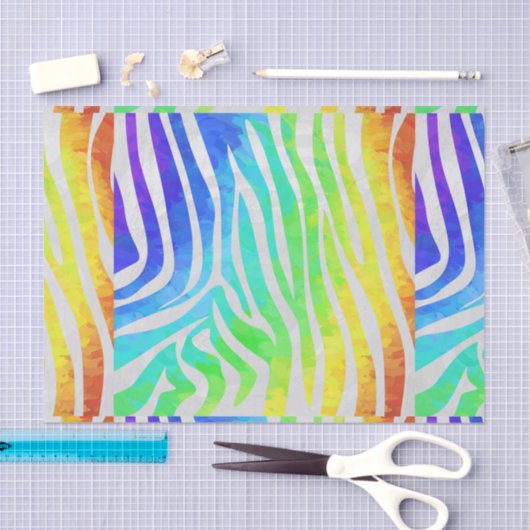 Papier Mousseline Zebra Rainbow et White Print (Artisanat)