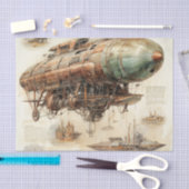 Papier Mousseline Zeppelin Steampunk vintage (4) (Artisanat)