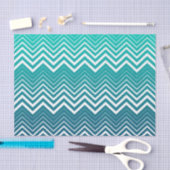 Papier Mousseline Zigzag Blanc Chevron Et Arrière - plan Vert Bleu (Artisanat)