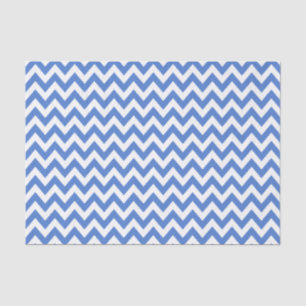 Papier Mousseline ZigZag bleu / Motif Chevron