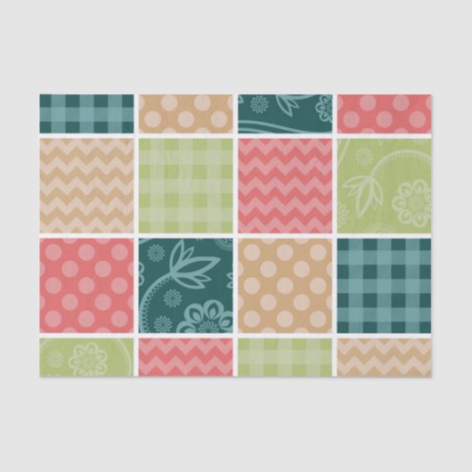 Papier Mousseline Zigzag, Chevron, En vichy, Pois, Patchwork (Recto)