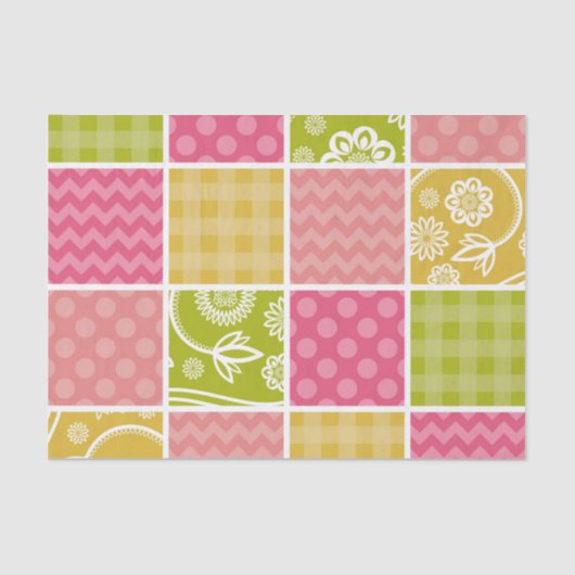 Papier Mousseline Zigzag, Chevron, Pois, En vichy, Patchwork (Recto)