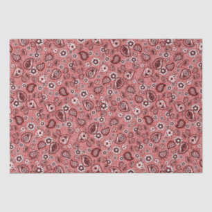 Papier Mousseline Zinnia et Paisley en rouge