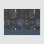Papier Mousseline Zodiaque magic | Dark Navy Blue Gothic Skull (Recto)