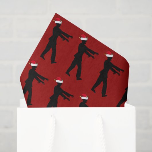 Papier Mousseline Zombie Noël Funky Red Holiday (Sac cadeau)