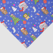 Papier Mousseline Zoo De Noël Animaux En Ciel Bleu (Détail)