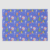 Papier Mousseline Zoo De Noël Animaux En Ciel Bleu (Recto)