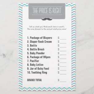 Papier Moustache / Petit Homme Baby shower Le prix est co