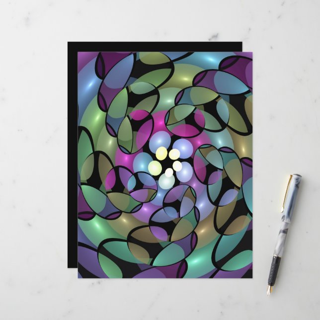 Papier Mouvements colorés Art Abstrait Frappe Fractal (Devant/Arrière en situation)