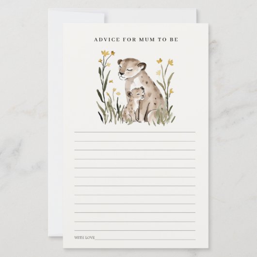 Papier Mum Baby Tiger Foliage Advice For Mum Baby Shower (Devant)