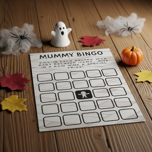 Papier Mummy Bingo Halloween Baby shower Jeu (Mummy Bingo Halloween Baby Shower Game
)