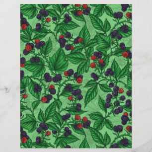 Papier Mûres sur fond vert