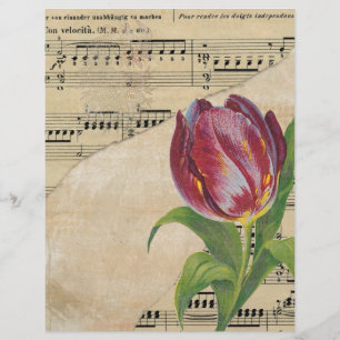 Papier Musique victorienne vintage Tulips romantiques