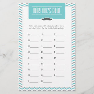 Papier Mustache / Little Man Baby shower ABC jeu