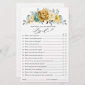 Papier Mustard Jaune Fête des mariées Florale Sage Jeu (Devant / Derrière)