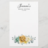 Papier Mustard Jaune Fête des mariées Florale Sage Jeu (Dos)