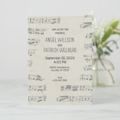 papier muzieknoten bruiloft kaart (Staand voorkant)