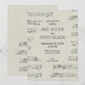 papier muzieknoten bruiloft kaart (Voorkant / Achterkant)