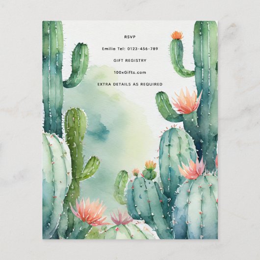 Papier My Dernier Fiesta Bachelorette Party Cactus thème (Dos)