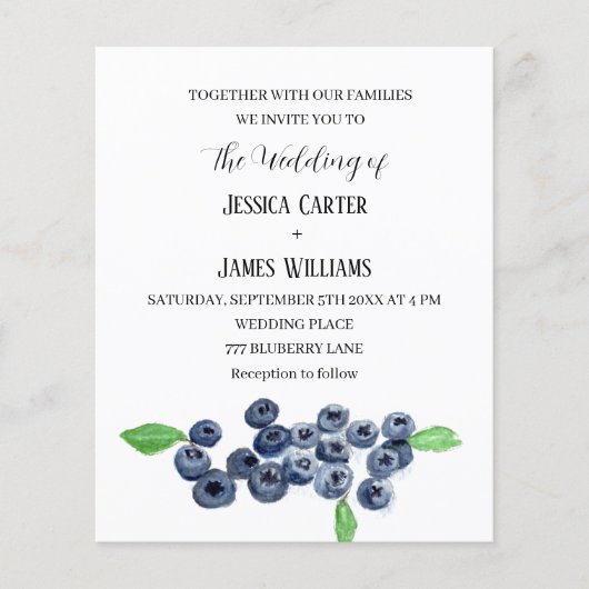Papier Myrtilles Mariage Aquarelle Fruit (Devant)