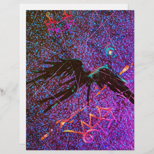 Papier Mystère sombre figure ailée volant à travers l'esp (Devant / Derrière)