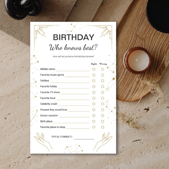 Papier Mystic Horoscope Moon Anniversaire Jeu de fête (Mystic Horoscope Moon Birthday Party Game)