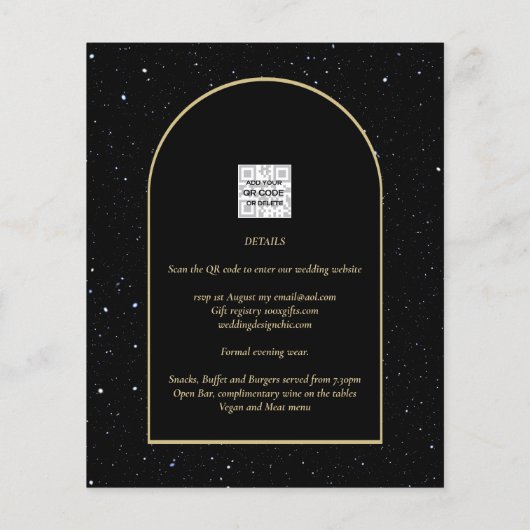 Papier Mystique OR NOIR Mariage de nuit étoilé (Dos)