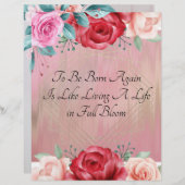 Papier Naissance Florale Aquarelle Stationnaire (Devant / Derrière)