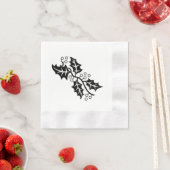 Papier Napkin - Holly Leaves in Black en White Servetten (Insitu)