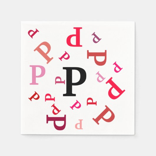 Papier Napkin - Jumbride brieven in Reds en Pinks Servetten (Voorkant)