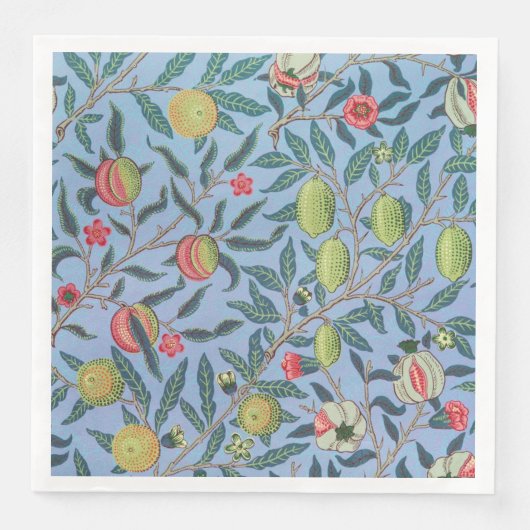 PAPIER NAPKIN : WILLIAM MORRIS : BLAUWE POMEGRANAT SERVET (Voorkant)