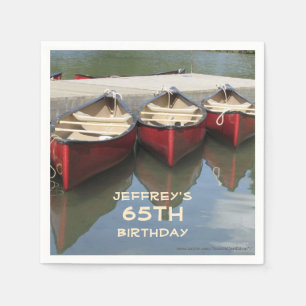 Papier Napkins 65th Birthday Party, Red Canoes Servetten