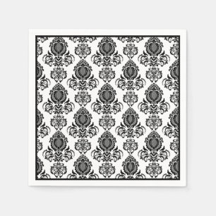 Papier Napkins-Black Damask Servet